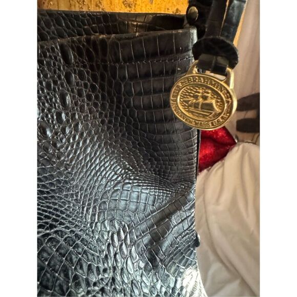 Vintage dark green/black brahmin Asher tote bag/purse pocketbook melbourne/asher - Picture 3 of 8